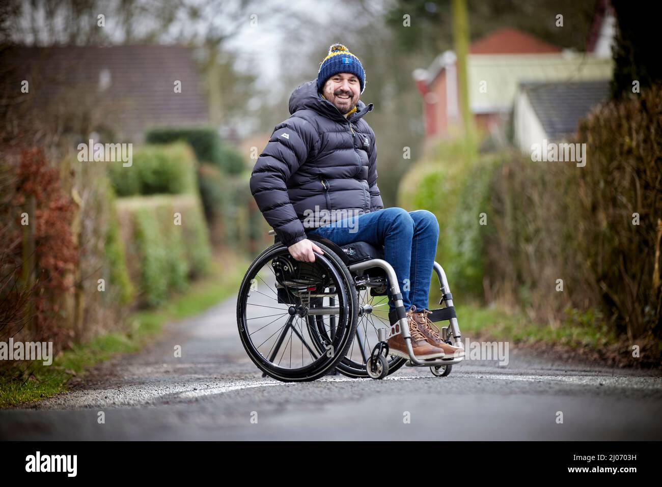 Martin Hibbert, the closest person to the Manchester Arena bomb to survive. He will attempt to scale Mount Kilimanjaro in May as he campaigns disabled Stock Photo