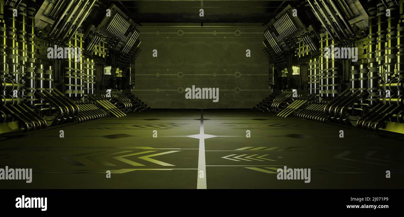Cyberpunk Industrial CryptoSpace Interior Crypto World Beige Brown  Background Wallpaper Alien Futuristic Concept 3D Rendering Stock Photo -  Alamy