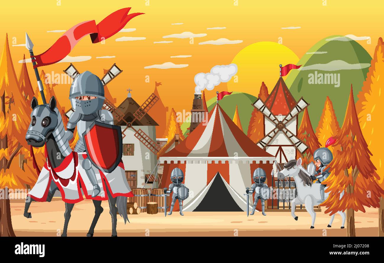 Military medieval camp with tent illustration Stock Vector Image & Art ...