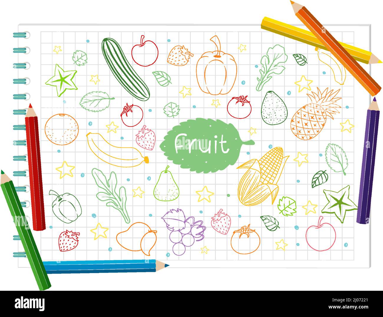 Hand drawn doodle icons on paper illustration Stock Vector Image & Art ...