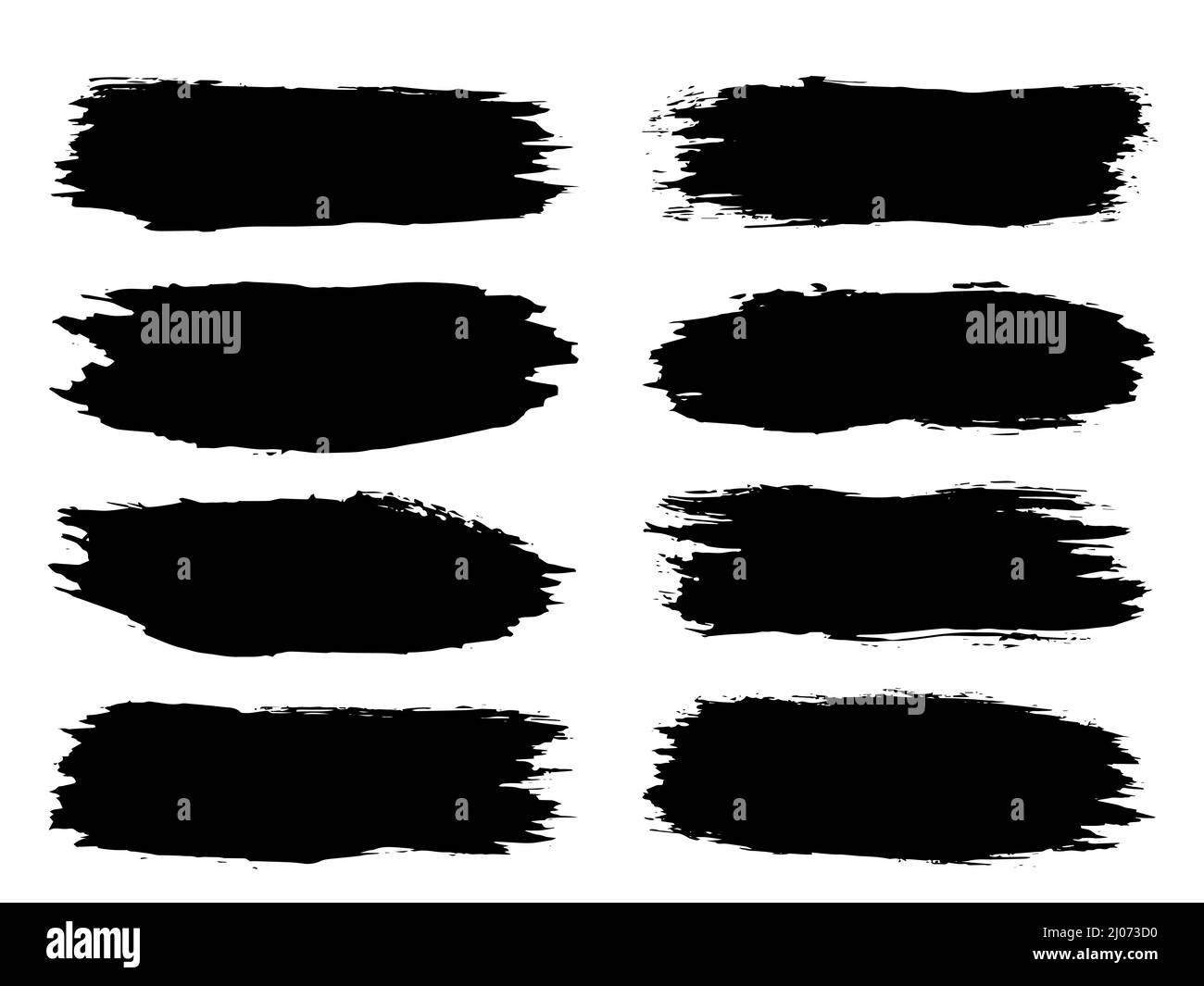 Collection of artistic grungy black paint hand made creative brush ...