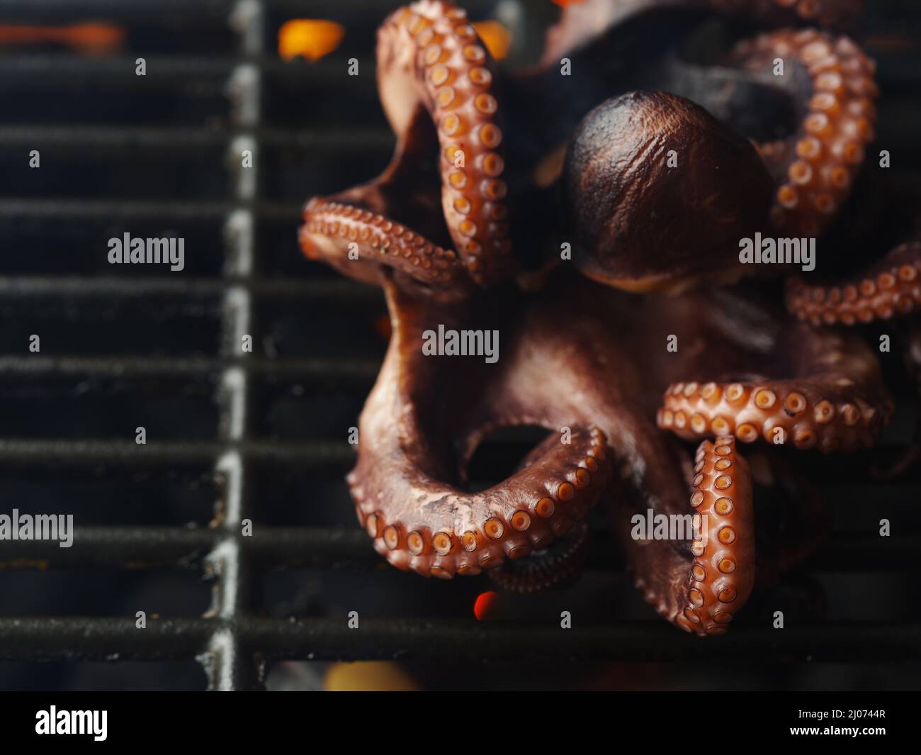 Octopus cooked on grill barbecue hi-res stock photography and images ...