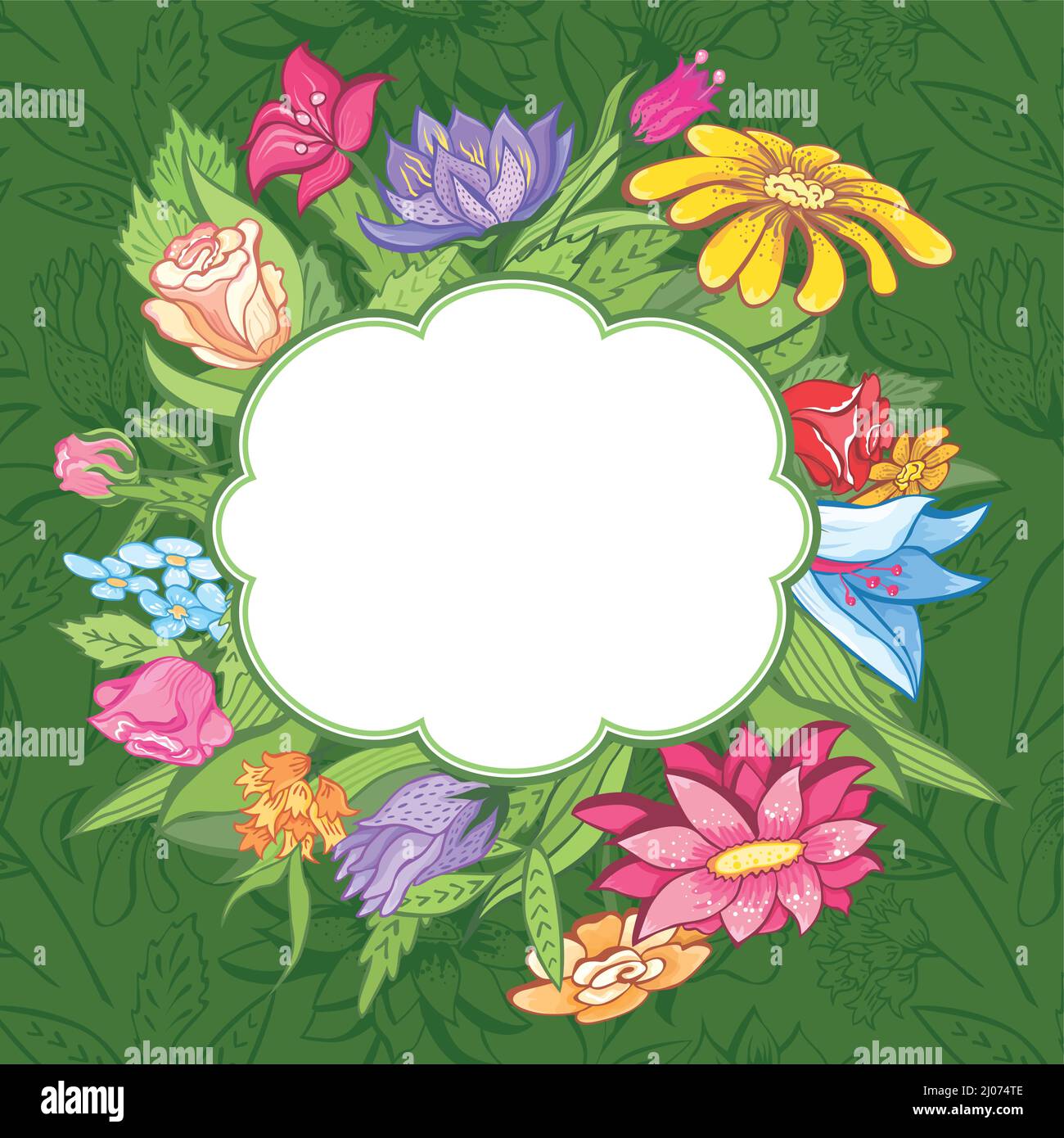 Colorful floral with flowers and leaves for design Stock