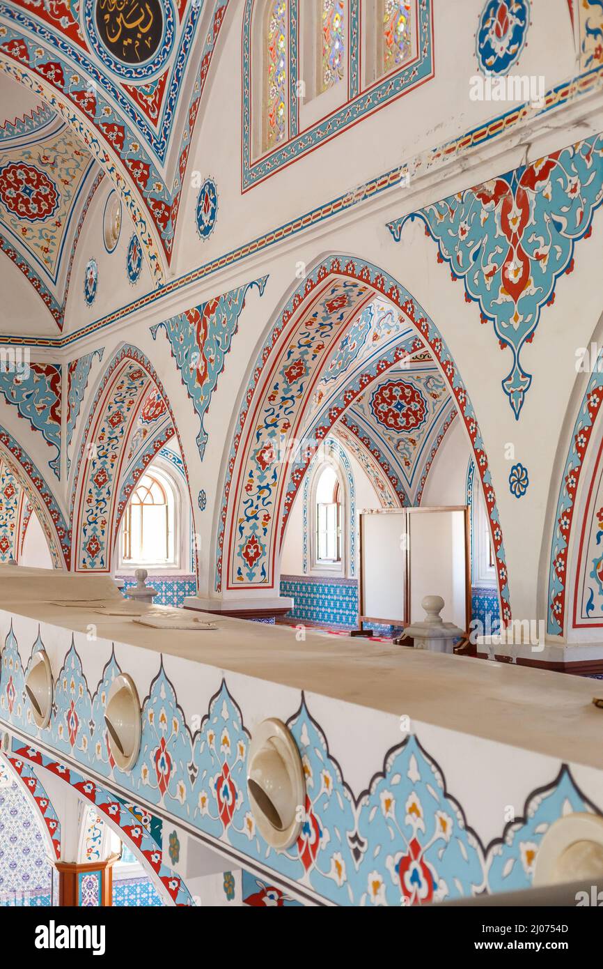 Blue mosque interior inside, wall painting in Turkish mosque Stock Photo