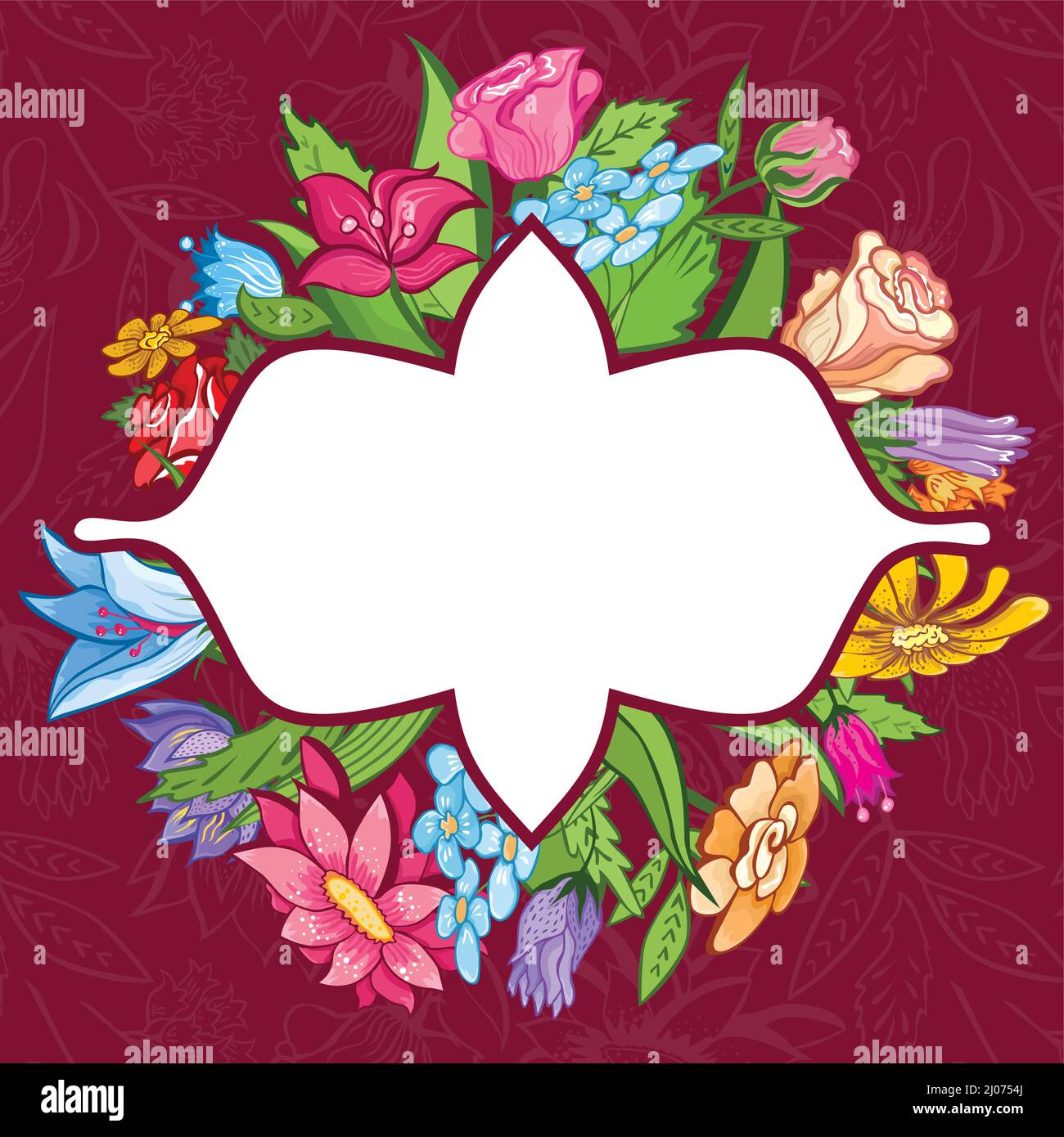 Colorful floral with flowers and leaves for design Stock