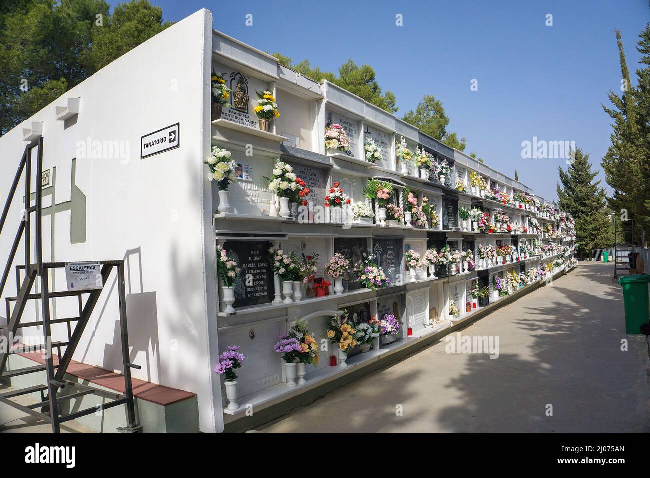 The village cementery with urn graves at Alora, pueblo blanco, Malaga province, Andalusia, Spain Stock Photo