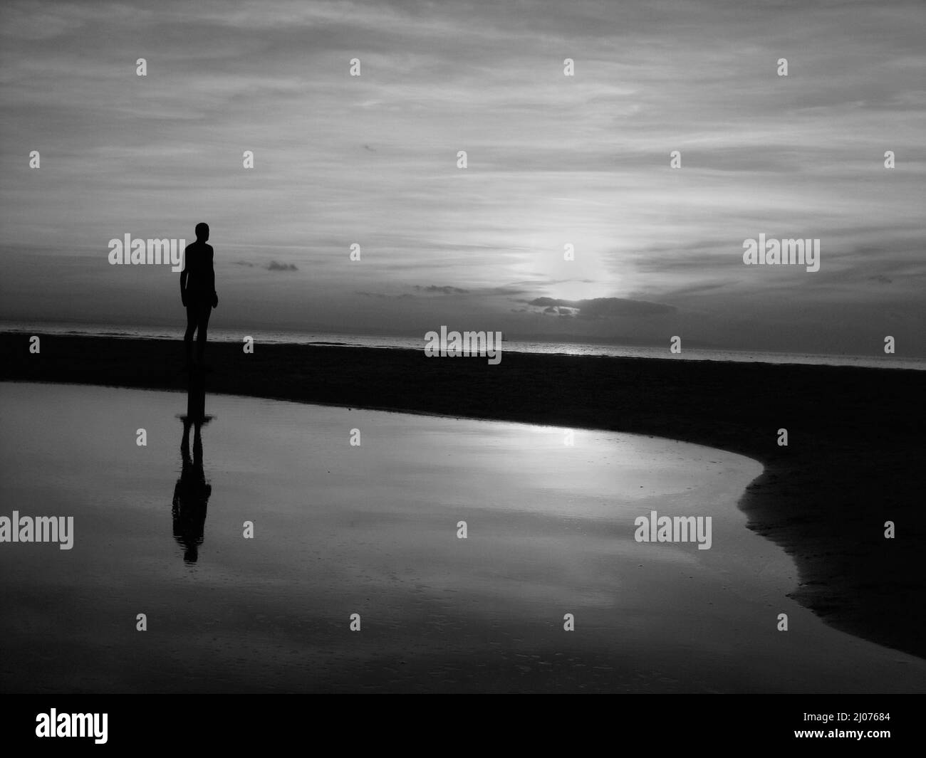 These spectacular sculptures by Antony Gormley are on Crosby beach,near