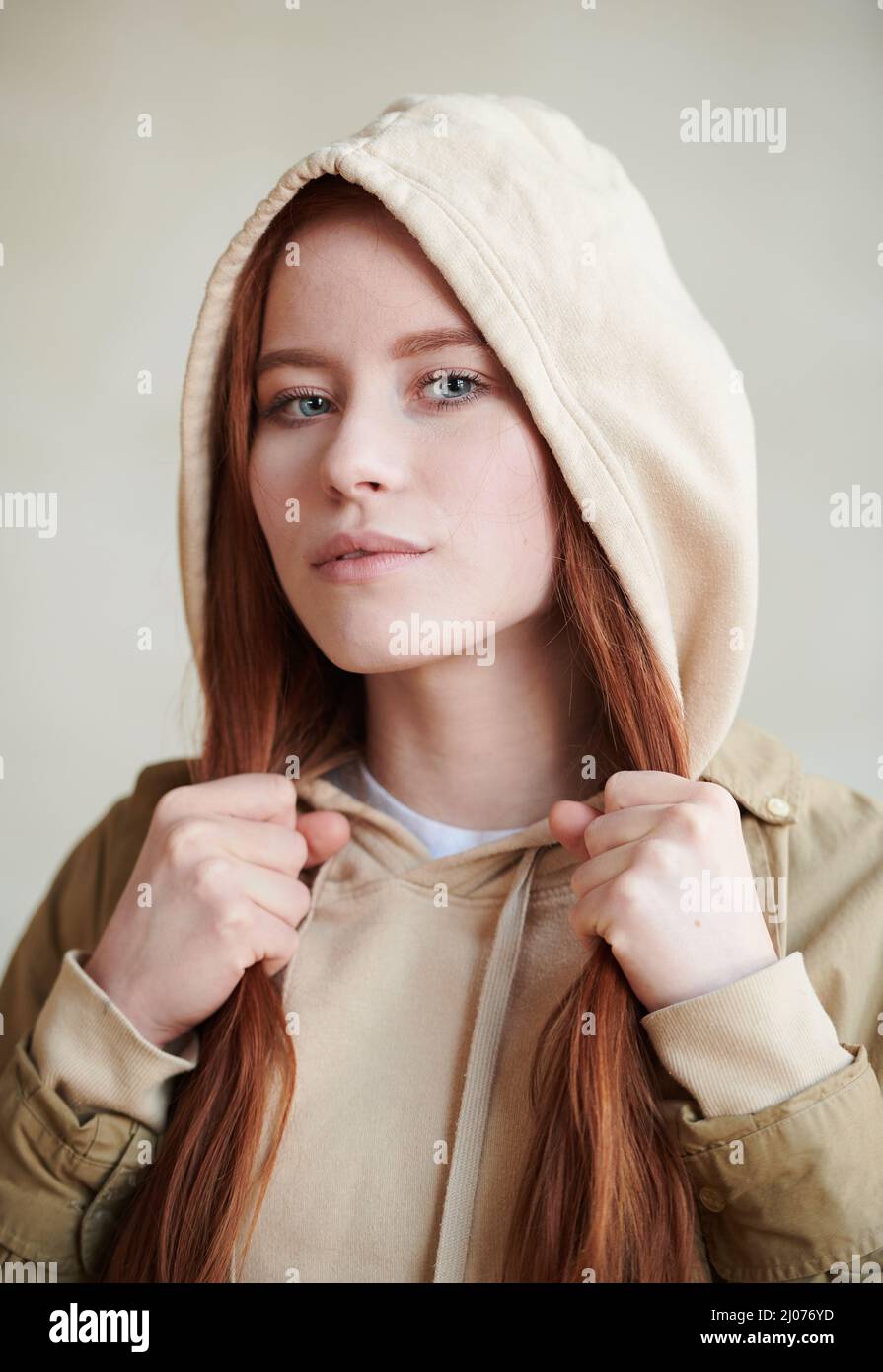 Woman wearing hood hi-res stock photography and images - Alamy