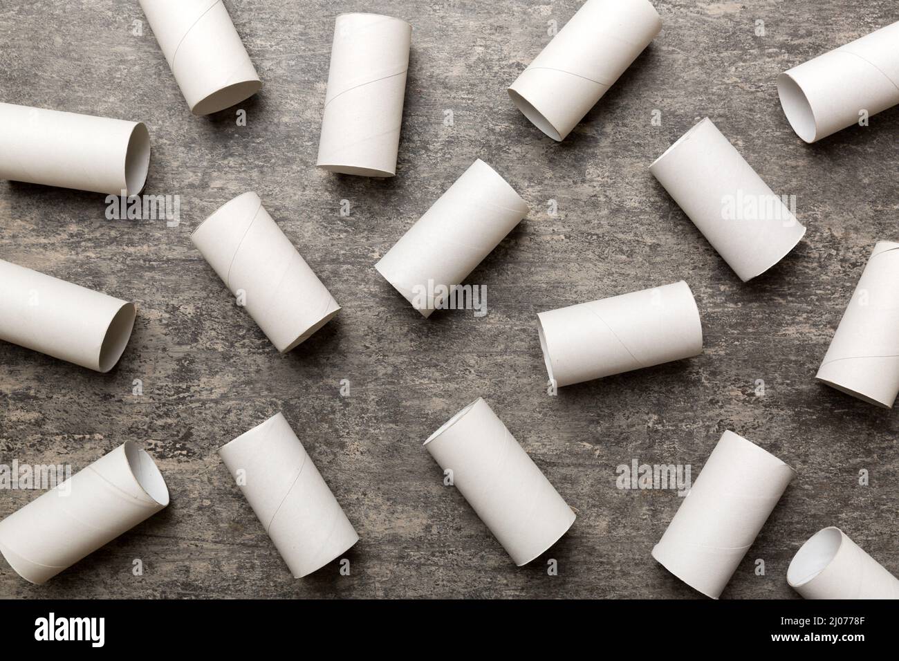 Empty toilet paper roll on colored background. Recyclable paper tube