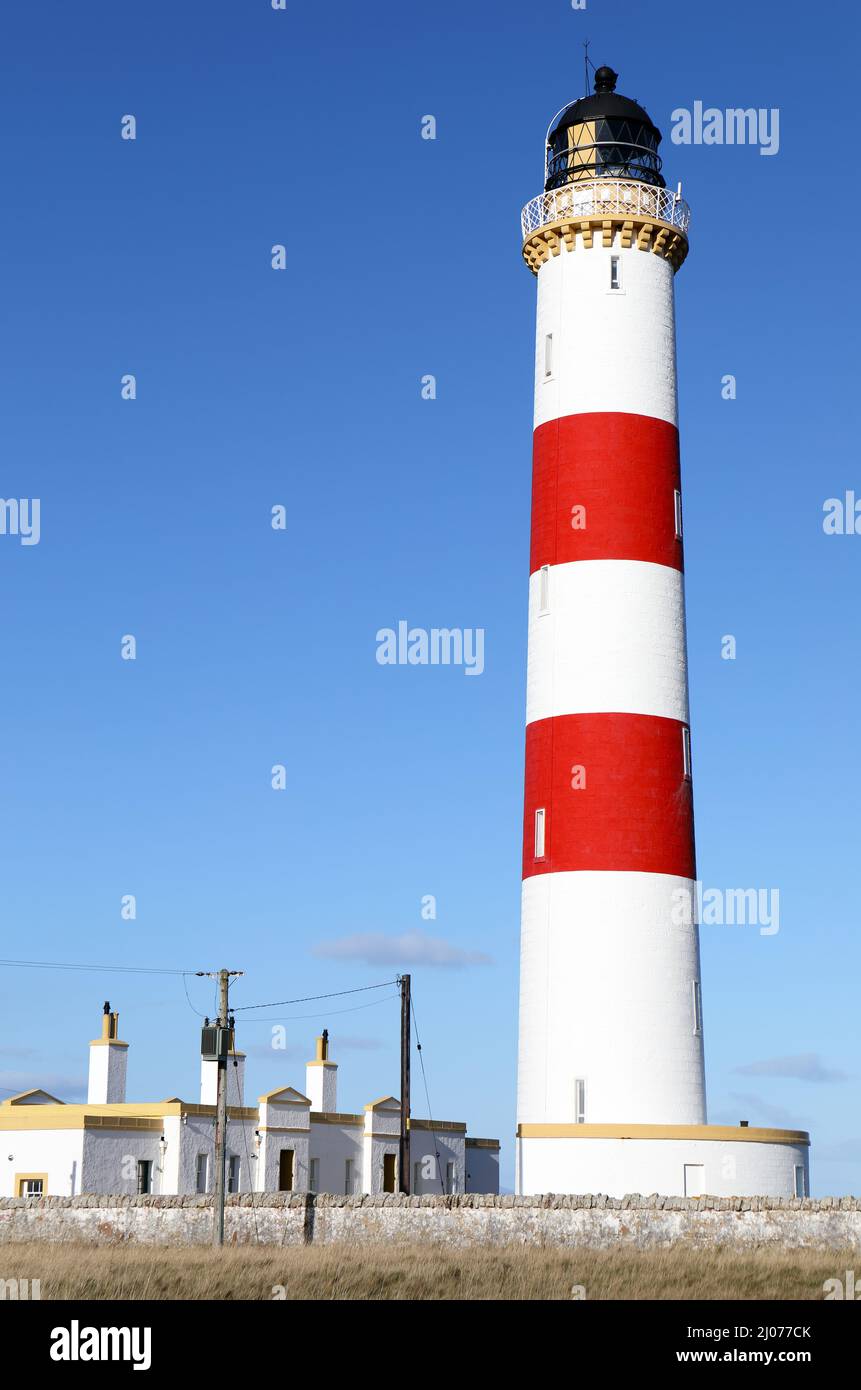 Tarbat Ness Lighthouse, Portmahomack,  Easter Ross, Scotland Stock Photo