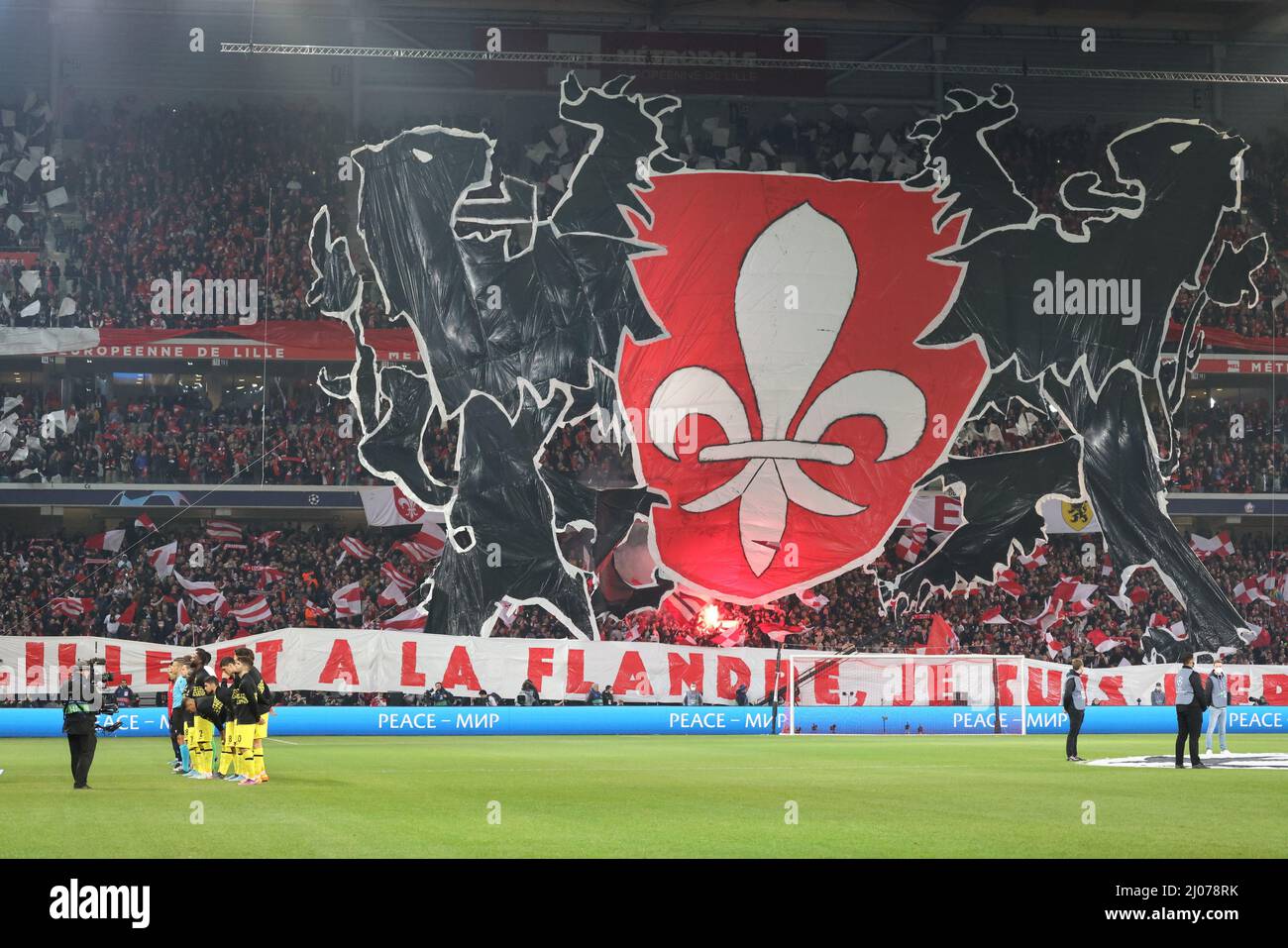 Tifo Losc during the UEFA Champions League, Round of 16, 2nd leg