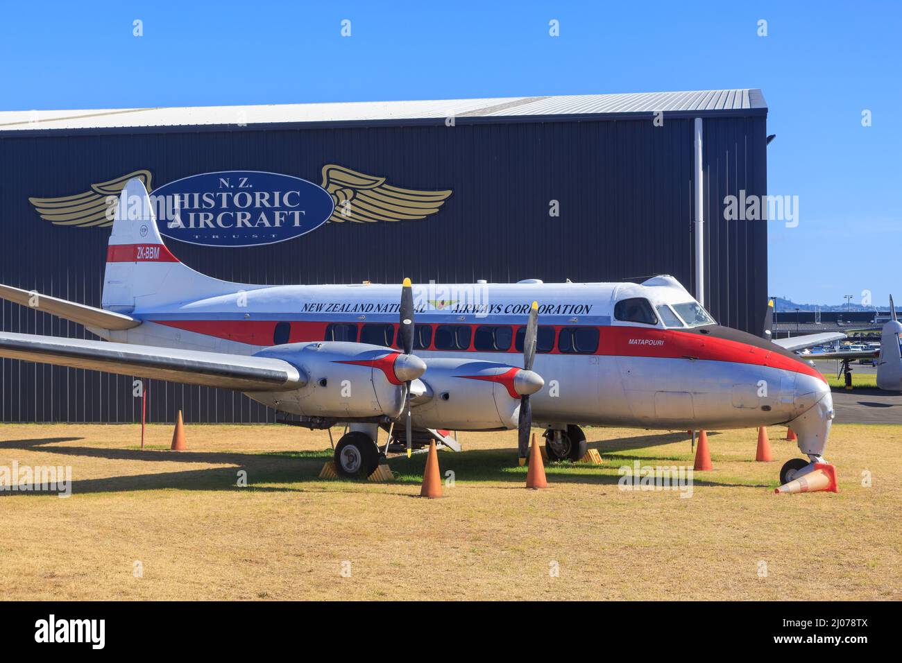 A de Havilland DH.114 Heron, a small airliner from the 1950s, with the logo of New Zealand's NAC (National Airways Corporation) Stock Photo