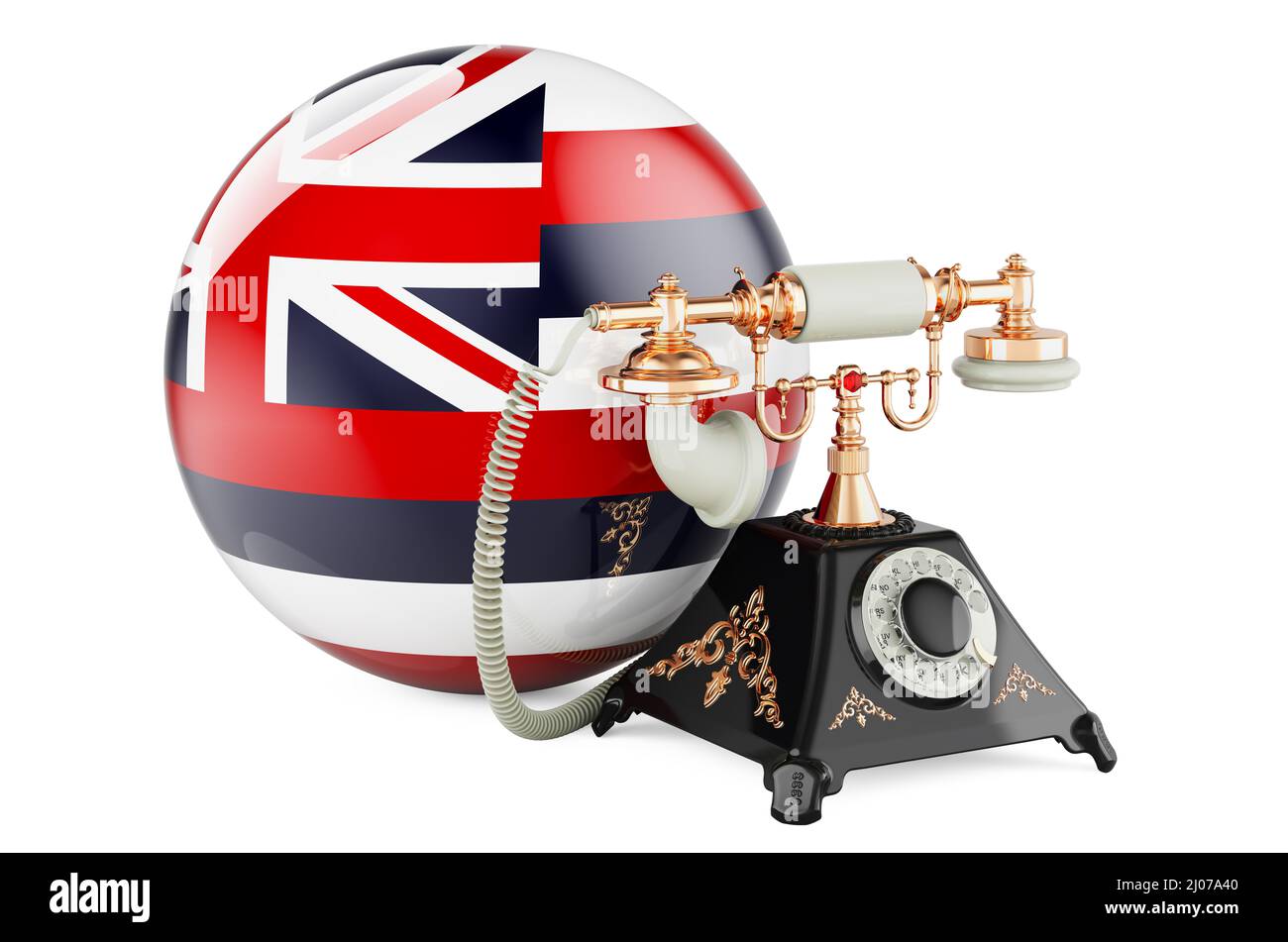 Phone with Hawaiian flag. Communication services in Hawaii, concept. 3D ...