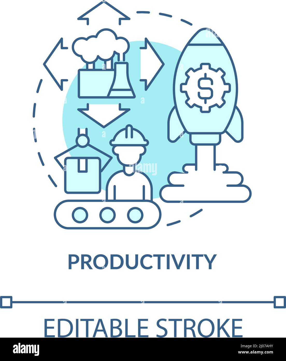 Productivity turquoise concept icon Stock Vector