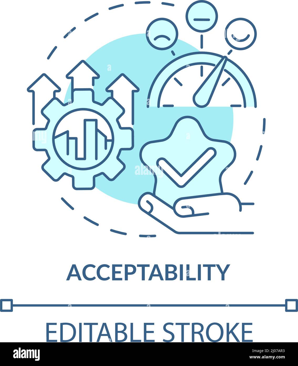 Acceptability turquoise concept icon Stock Vector