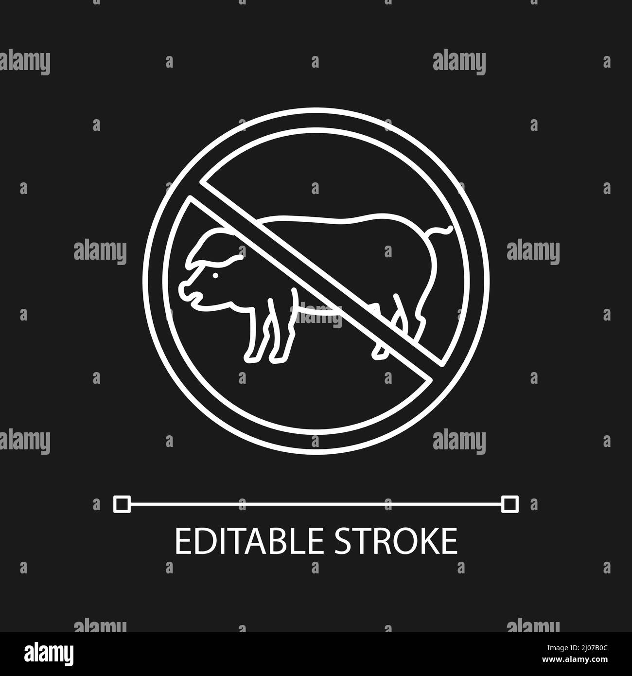 Abstain from meat consumption white linear icon for dark theme Stock Vector