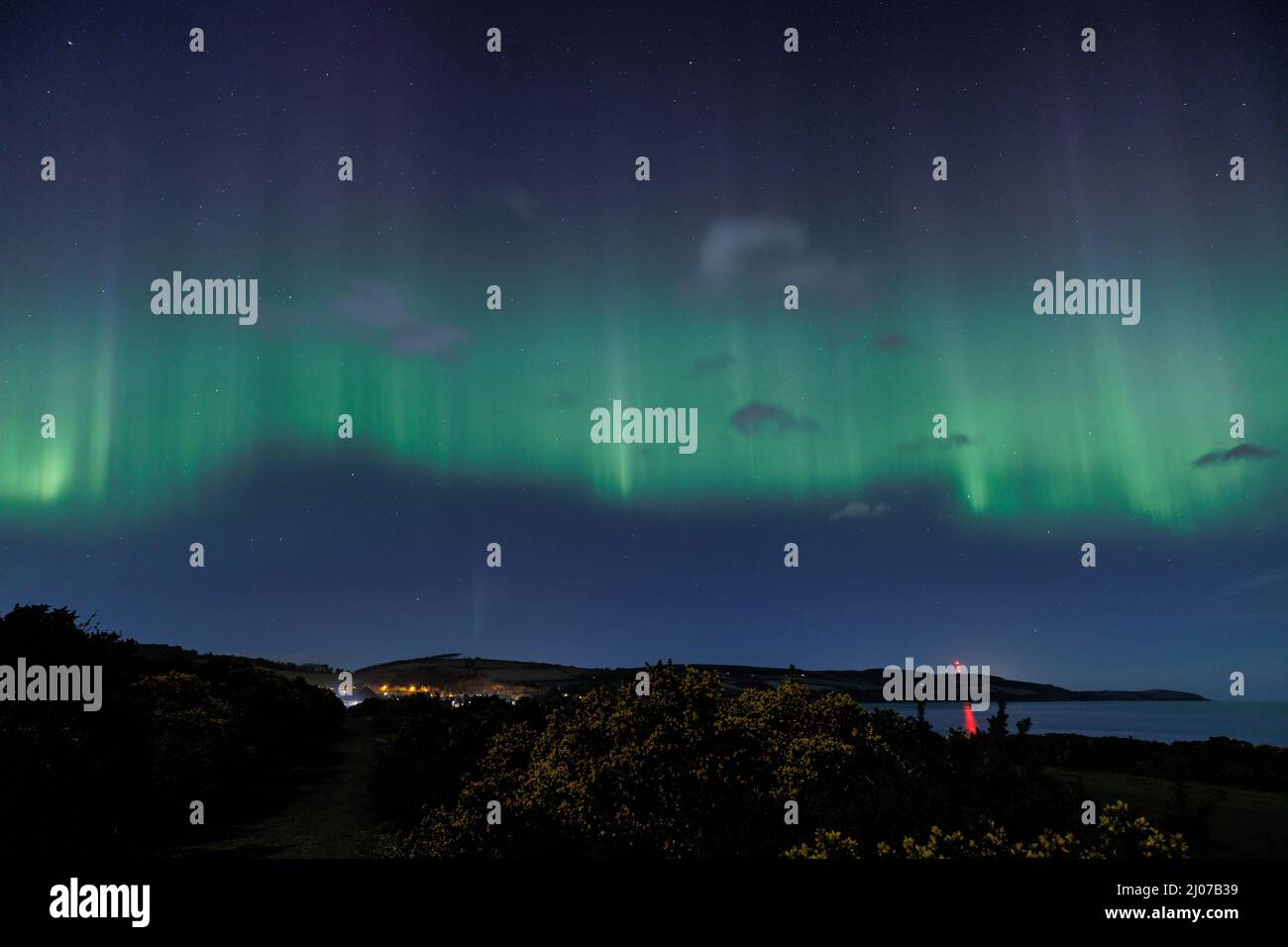 The Northern Lights (Aurora borealis) over the Scottish Highlands Stock Photo