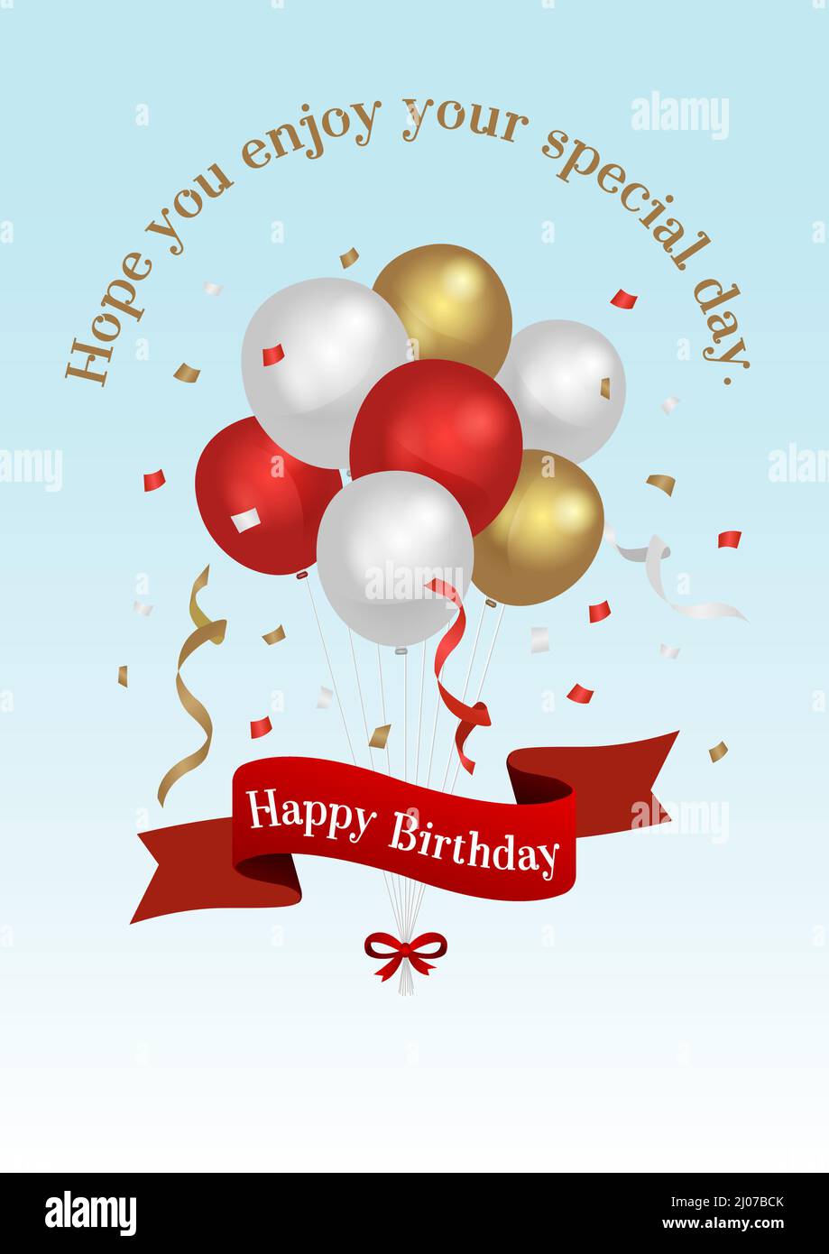 Happy Birthday card (portrait) template vector illustration Stock Vector