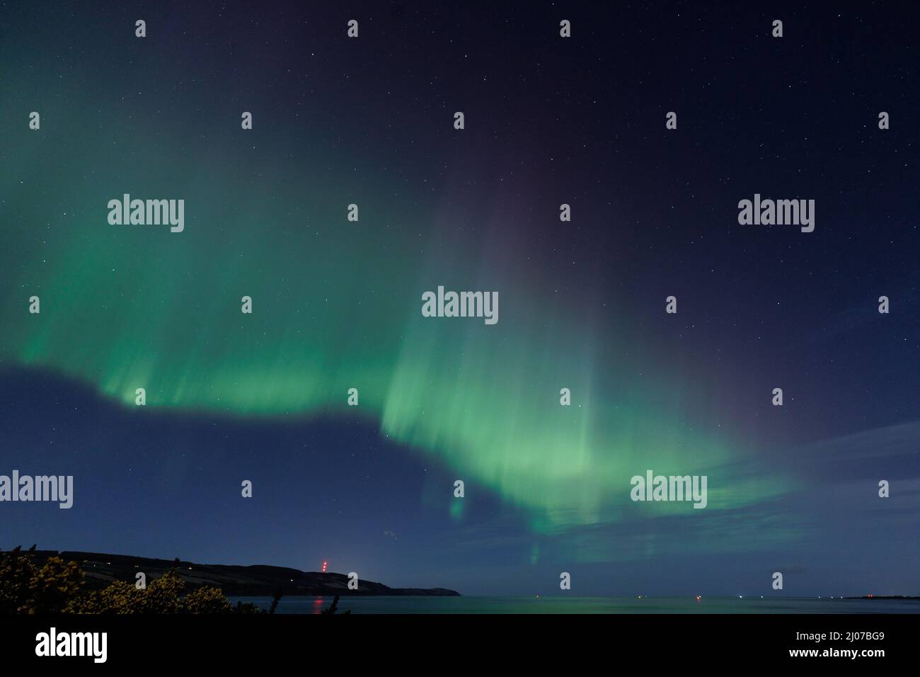 The Northern Lights (Aurora borealis) over the Scottish Highlands Stock