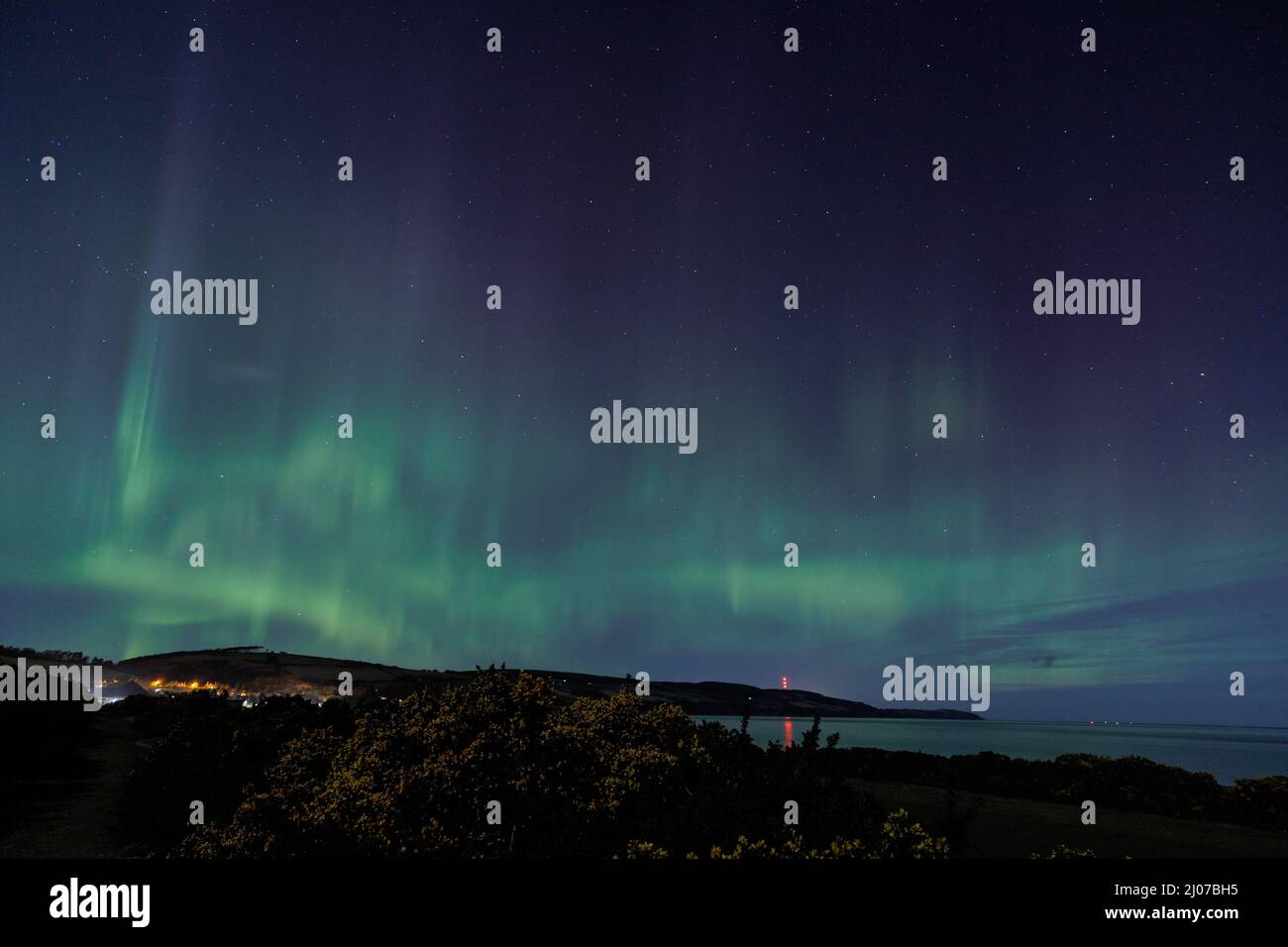 The Northern Lights (Aurora borealis) over the Scottish Highlands Stock Photo