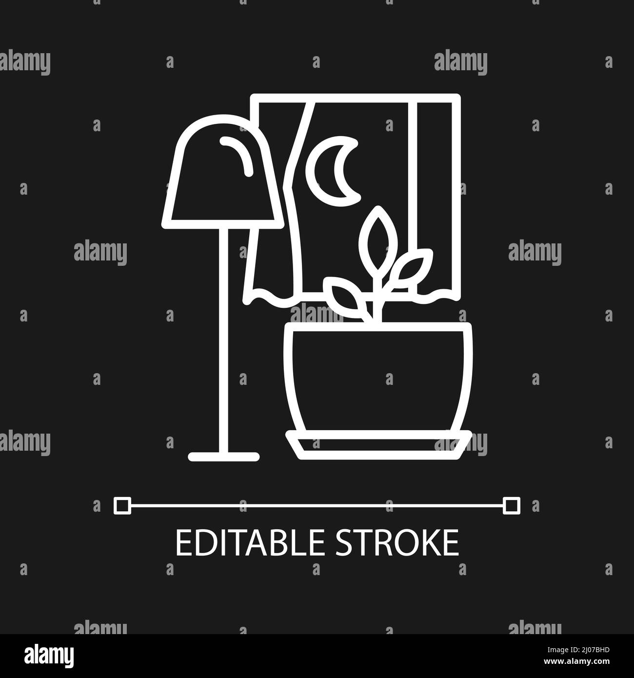 Darkness for houseplant growth white linear icon for dark theme Stock ...