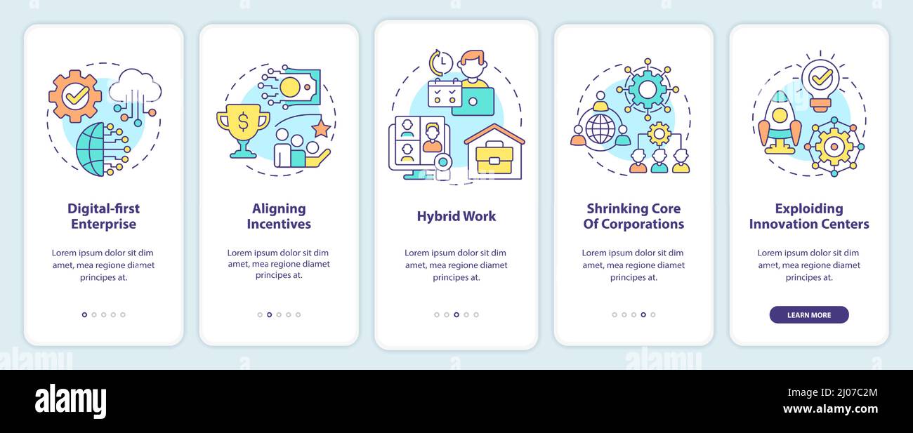 Trends in enterprise onboarding mobile app screen Stock Vector