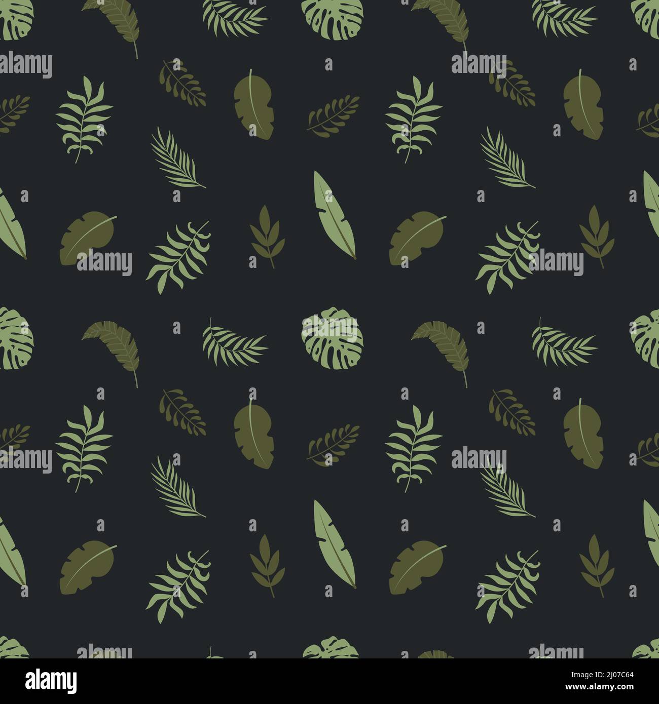 Seamless pattern with tropical leaves. Flat vector illustration for t ...