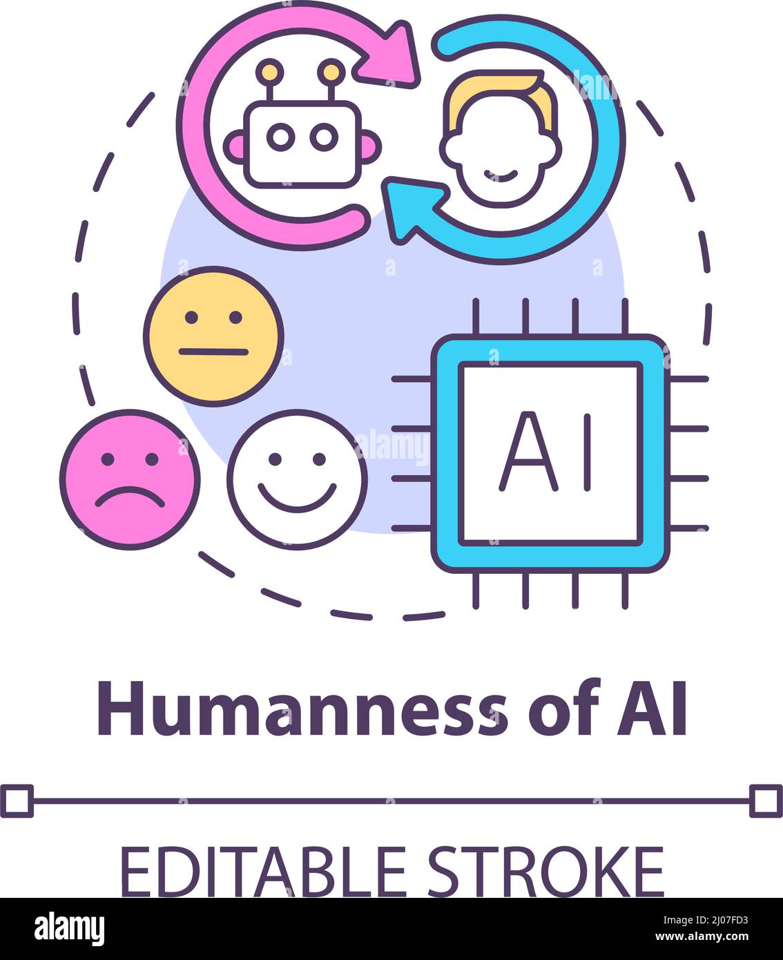 Humanness of AI concept icon Stock Vector