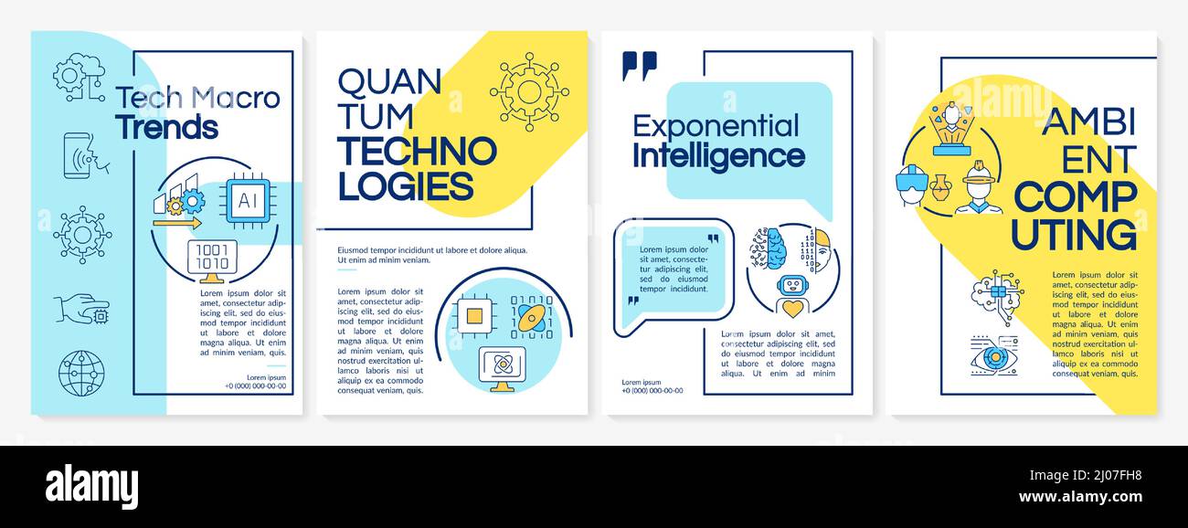 Technology trends blue and yellow brochure template Stock Vector Image ...