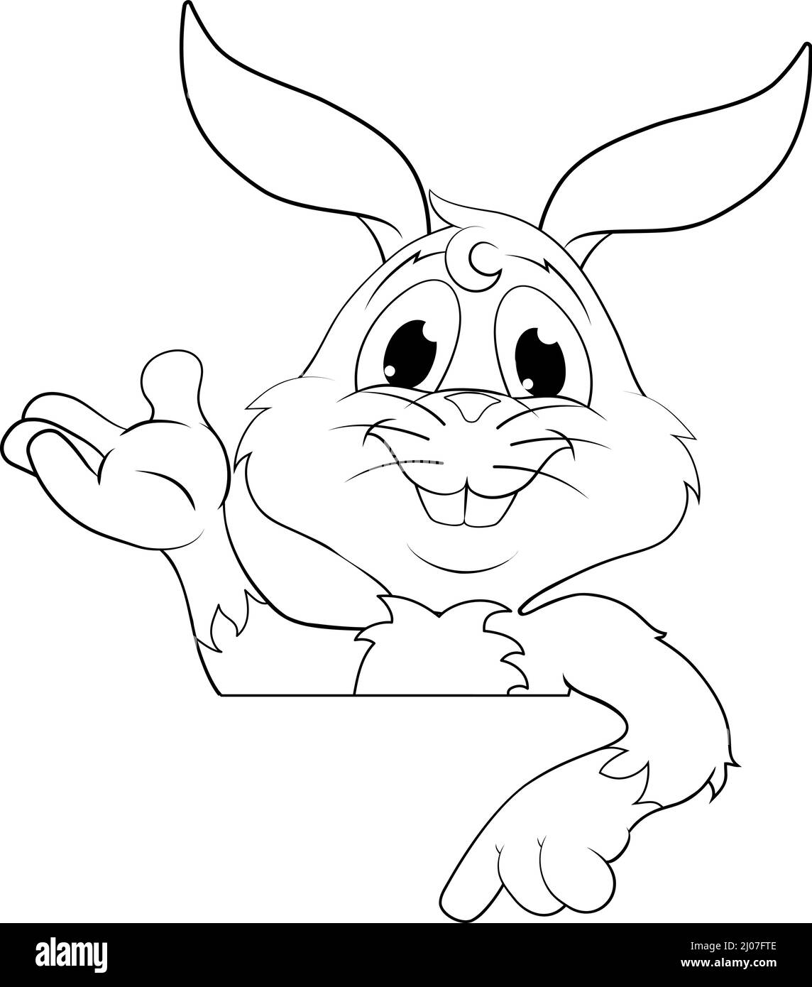 Easter Bunny Rabbit Cartoon Character Peeking Sign Stock Vector