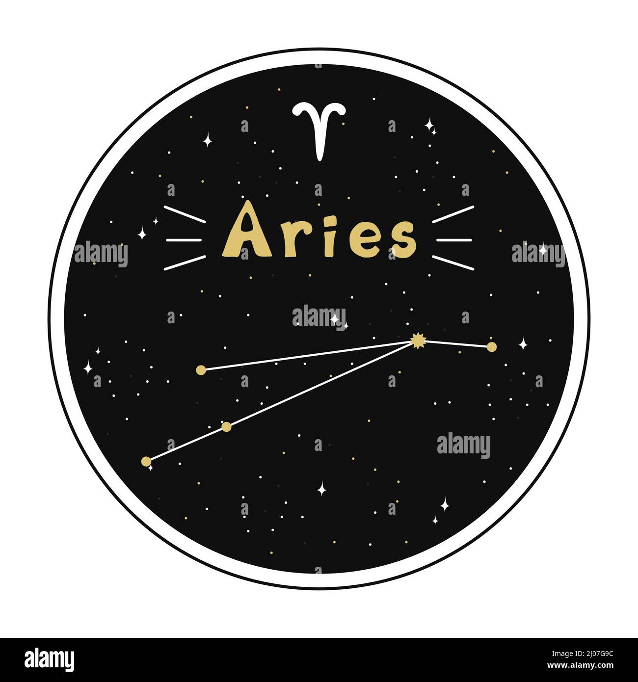 Aries. Zodiac sign and constellation in a circle. Set of zodiac signs ...