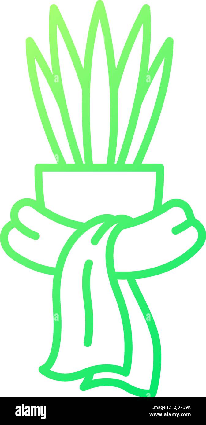 Keep houseplant warm in winter gradient linear vector icon Stock Vector