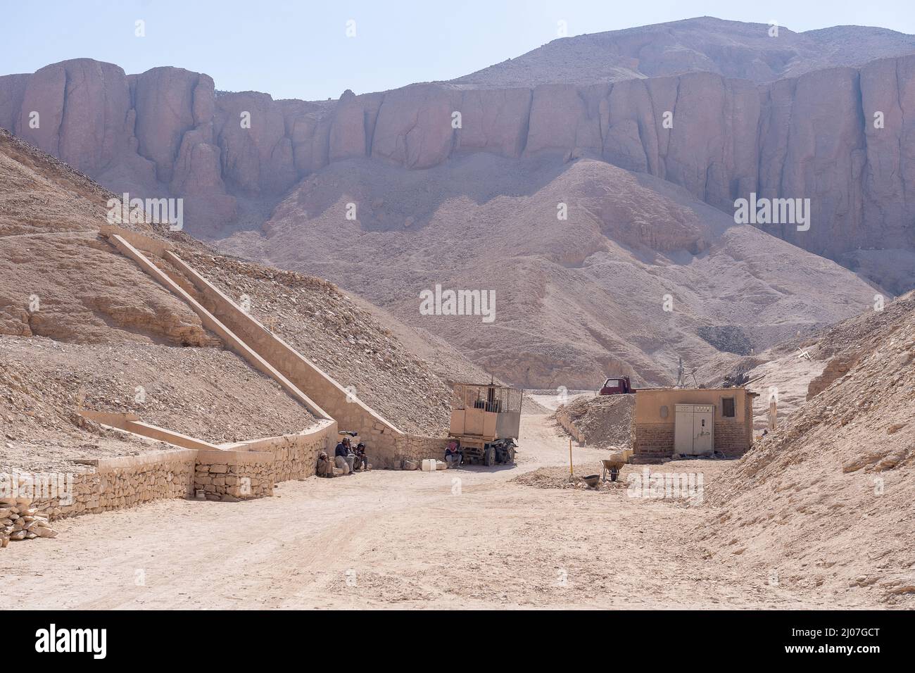 Valley of Kings near Luxor. Travel in Egypt, famous Egyptian landmarks. Archaeological research in the mountains of the Valley of the Kings in the anc Stock Photo