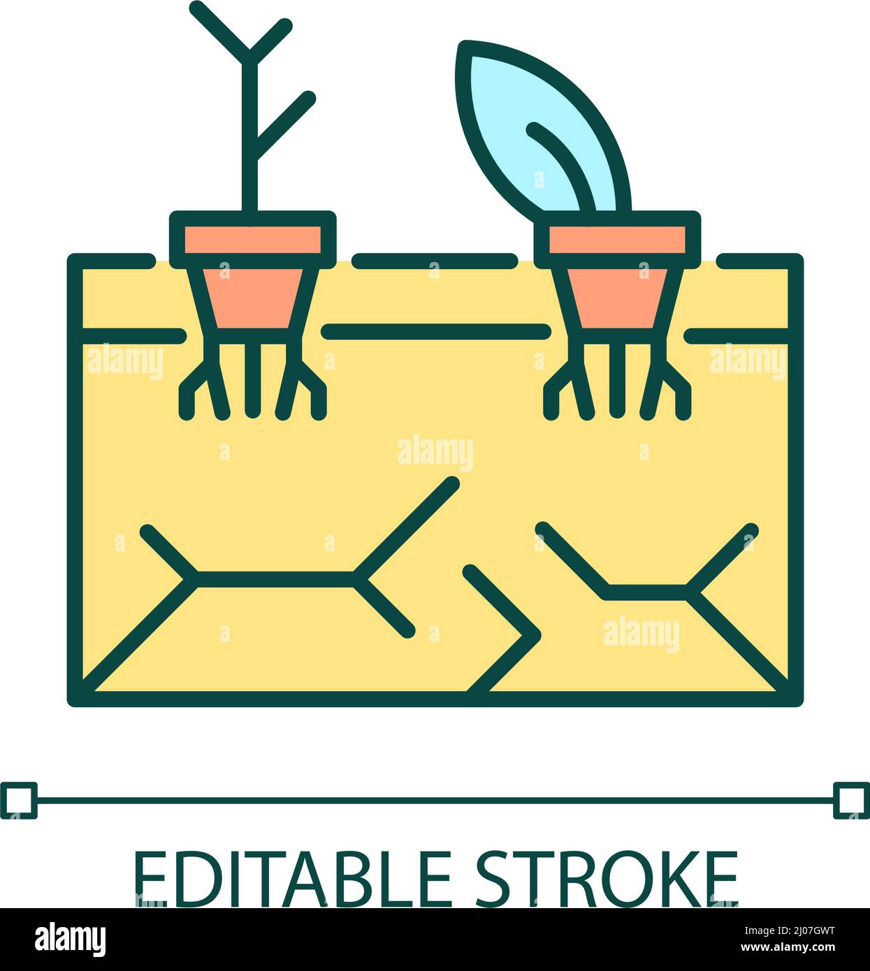 Land degradation RGB color icon Stock Vector