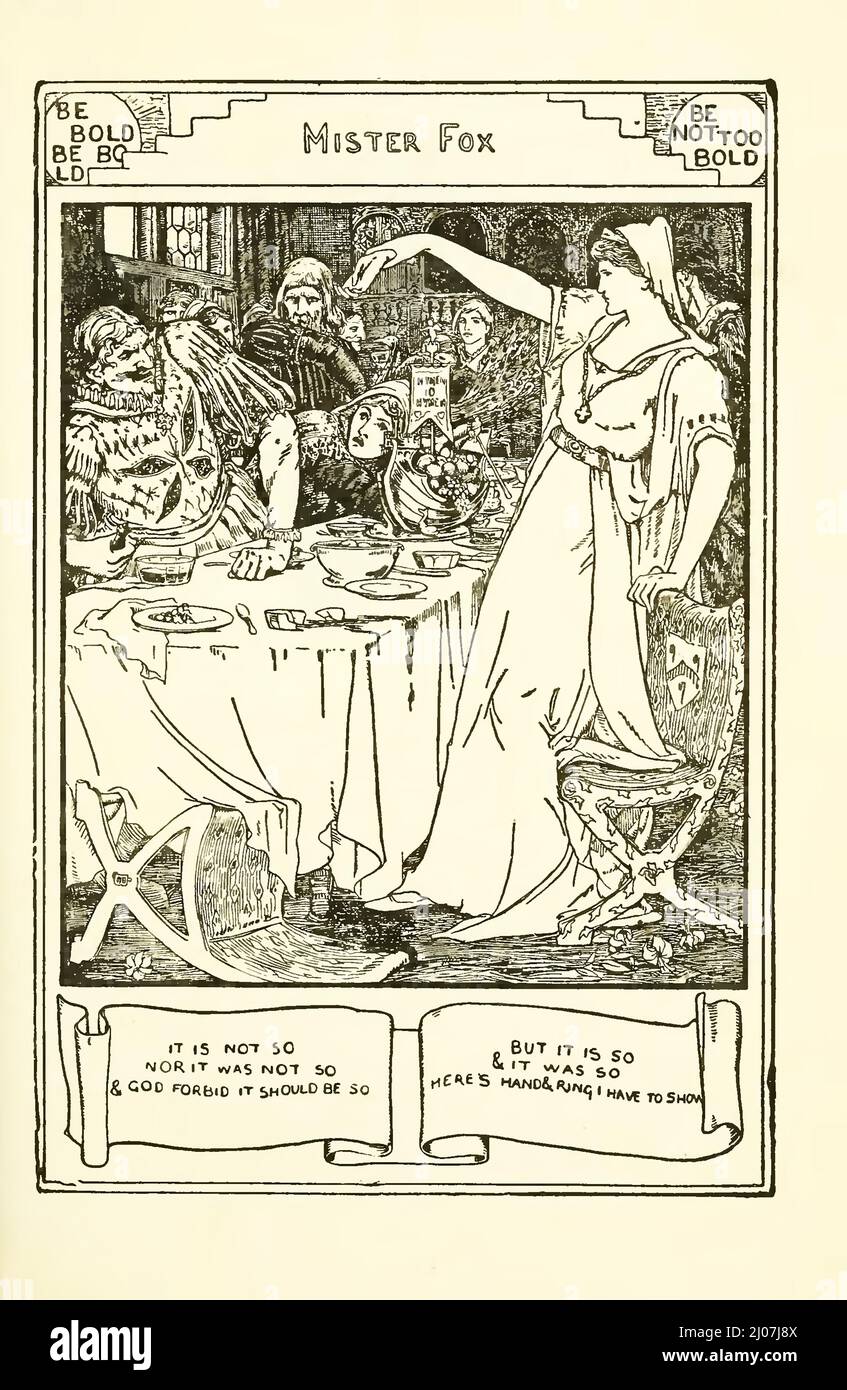 Illustration for 'Mr. Fox?, from English Fairy Tales. Museum: PRIVATE COLLECTION. Author: John Dickson Batten. Stock Photo