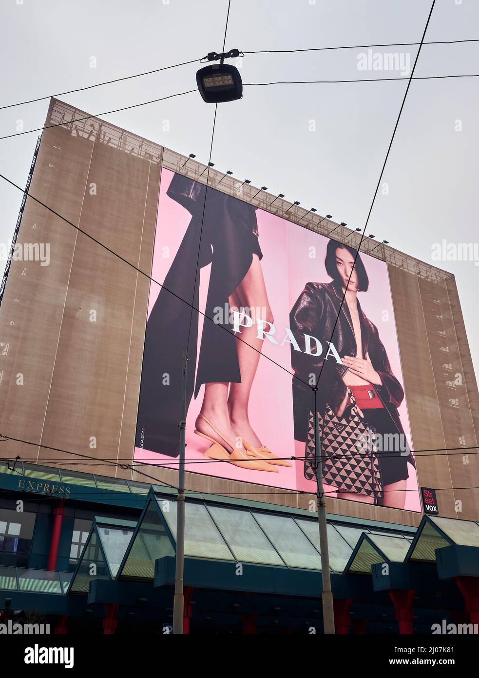 Milano, piazzale Cadorna, wide advertising billboard of Prada brand, Italy,  March 2022 Stock Photo - Alamy