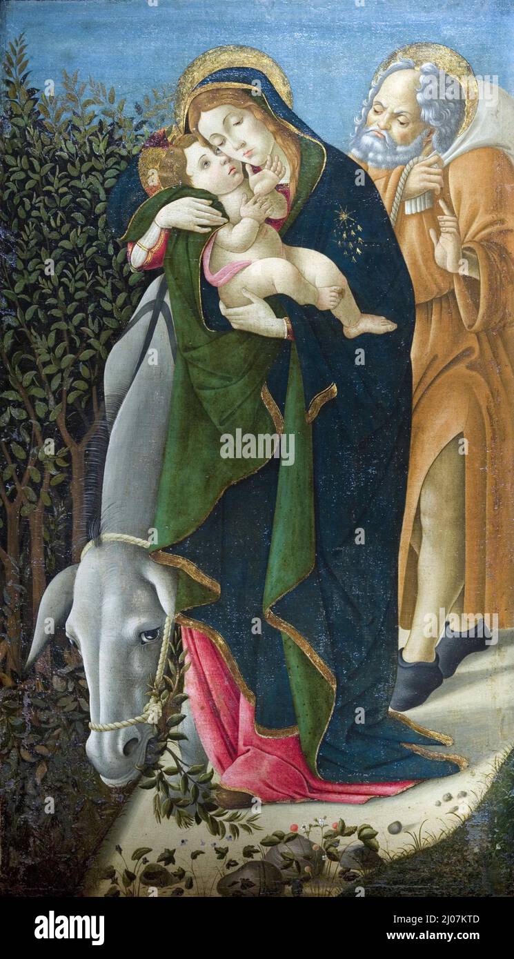 The Flight into Egypt. Museum: Musée Jacquemart-André, Paris. Author: SANDRO BOTTICELLI. Stock Photo