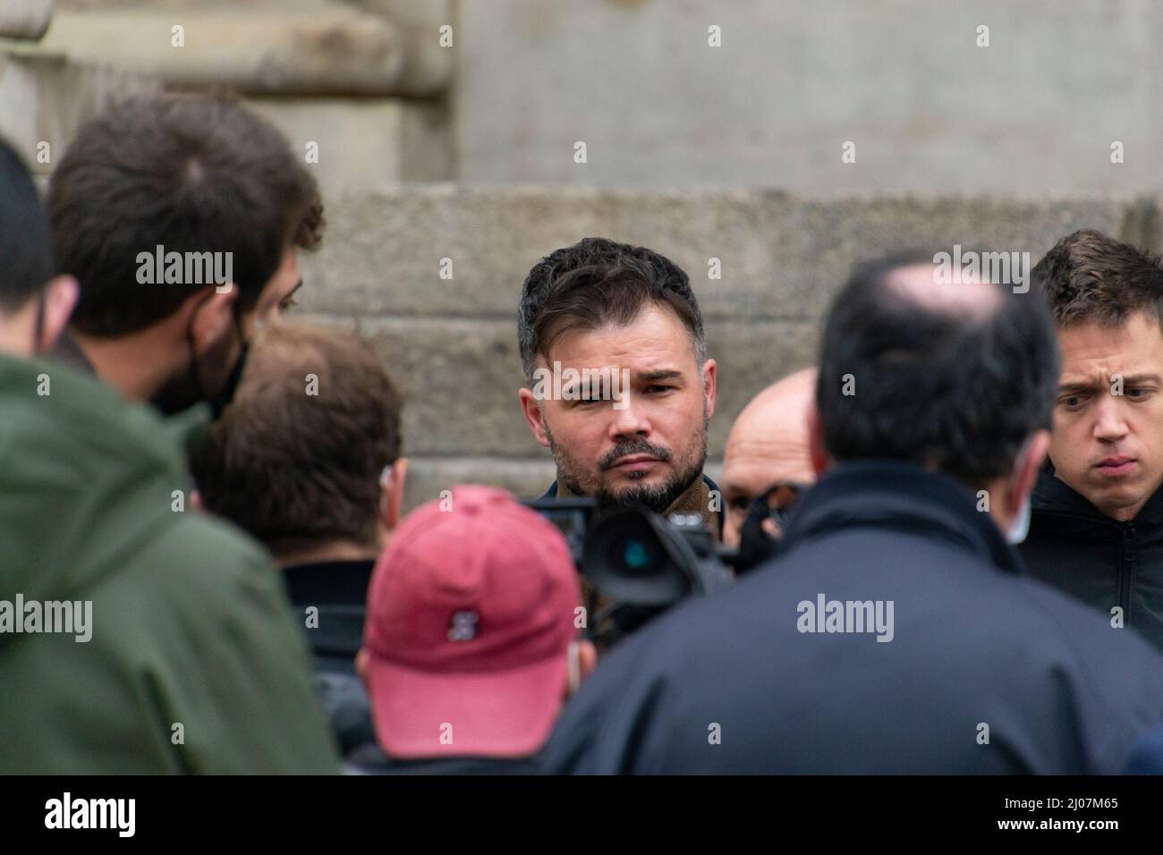 Gabriel Rufian, deputy for Erc of the Spanish Parliament during a photo session in front of the Congress of Deputies in Madrid, in Spain. Photography. Stock Photo