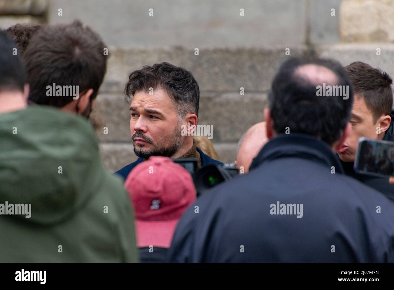 Gabriel Rufian, deputy for Erc of the Spanish Parliament during a photo session in front of the Congress of Deputies in Madrid, in Spain. Photography. Stock Photo