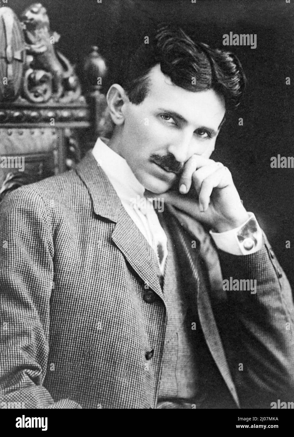 Portrait of Nikola Tesla (1856-1943). Museum: PRIVATE COLLECTION. Author: ANONYMOUS. Stock Photo