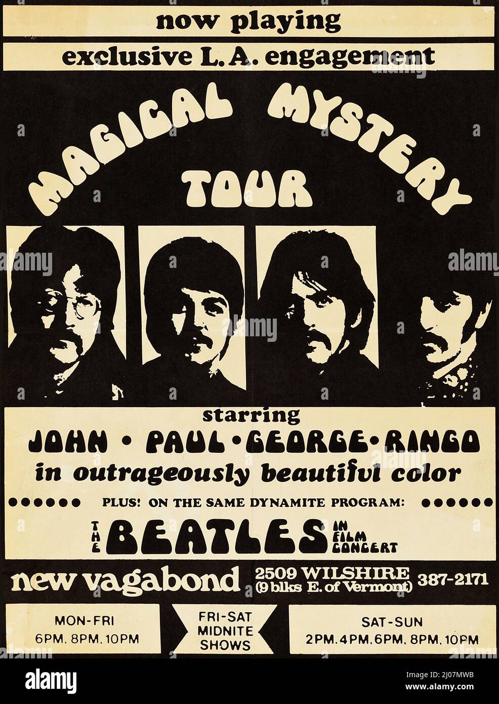 Beatles Los Angeles Magical Mystery Tour at the New Vagabond Theatre. Museum: PRIVATE COLLECTION. Author: ANONYMOUS. Stock Photo