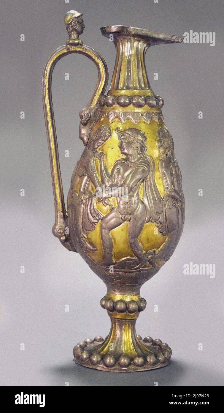 Gold and Silver Kettle. Museum: Guyuan Museum, Ningxia. Author: Sassanian Art. Stock Photo