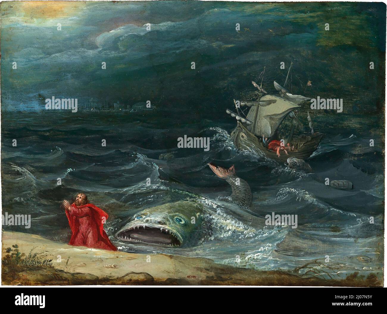 Jonah and the Whale. Museum: PRIVATE COLLECTION. Author: ANONYMOUS. Stock Photo