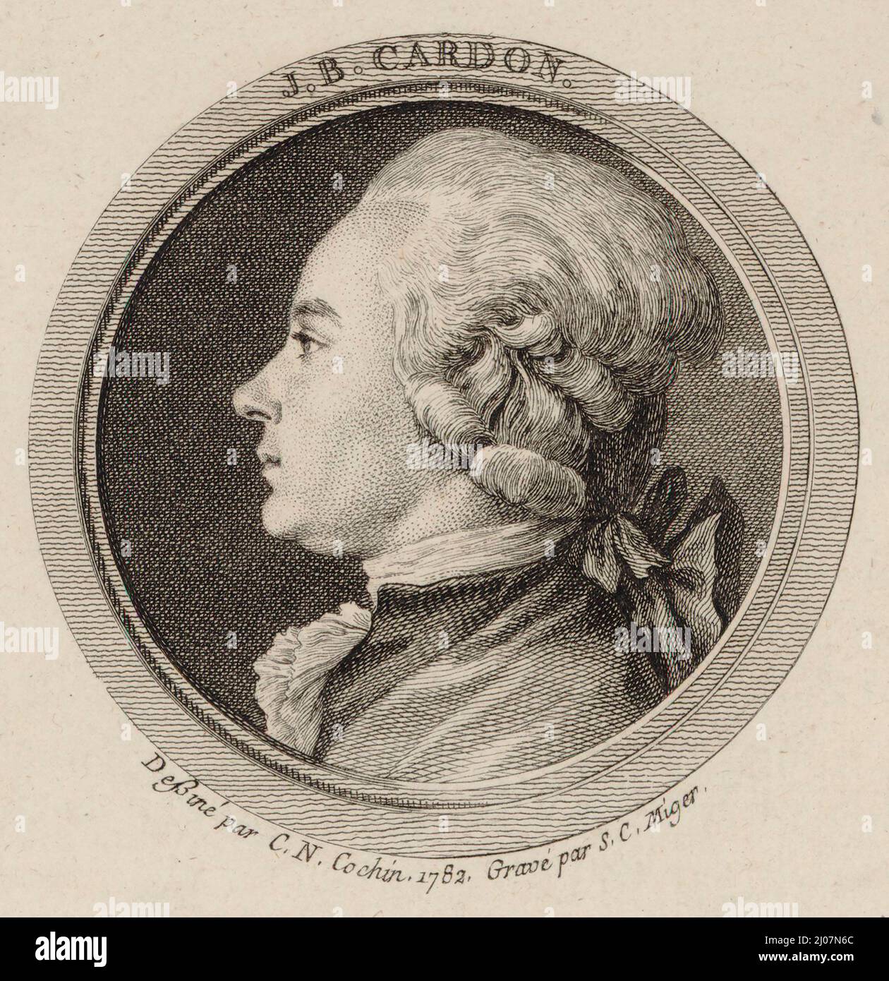 Portrait of the Harpist and composer Jean-Baptiste Cardon (1760-1803). Museum: PRIVATE COLLECTION. Author: Cochin, Charles-Nicolas, the Younger. Stock Photo