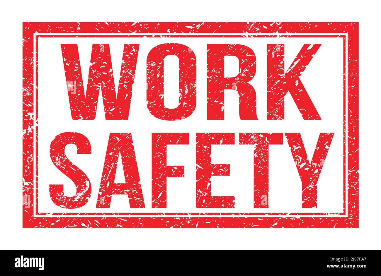 WORK SAFETY, words written on red rectangle stamp sign Stock Photo Alamy