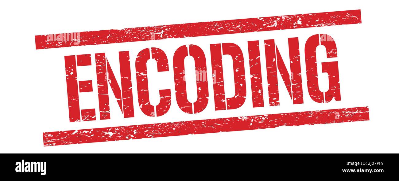 ENCODING text on red grungy rectangle stamp sign Stock Photo - Alamy