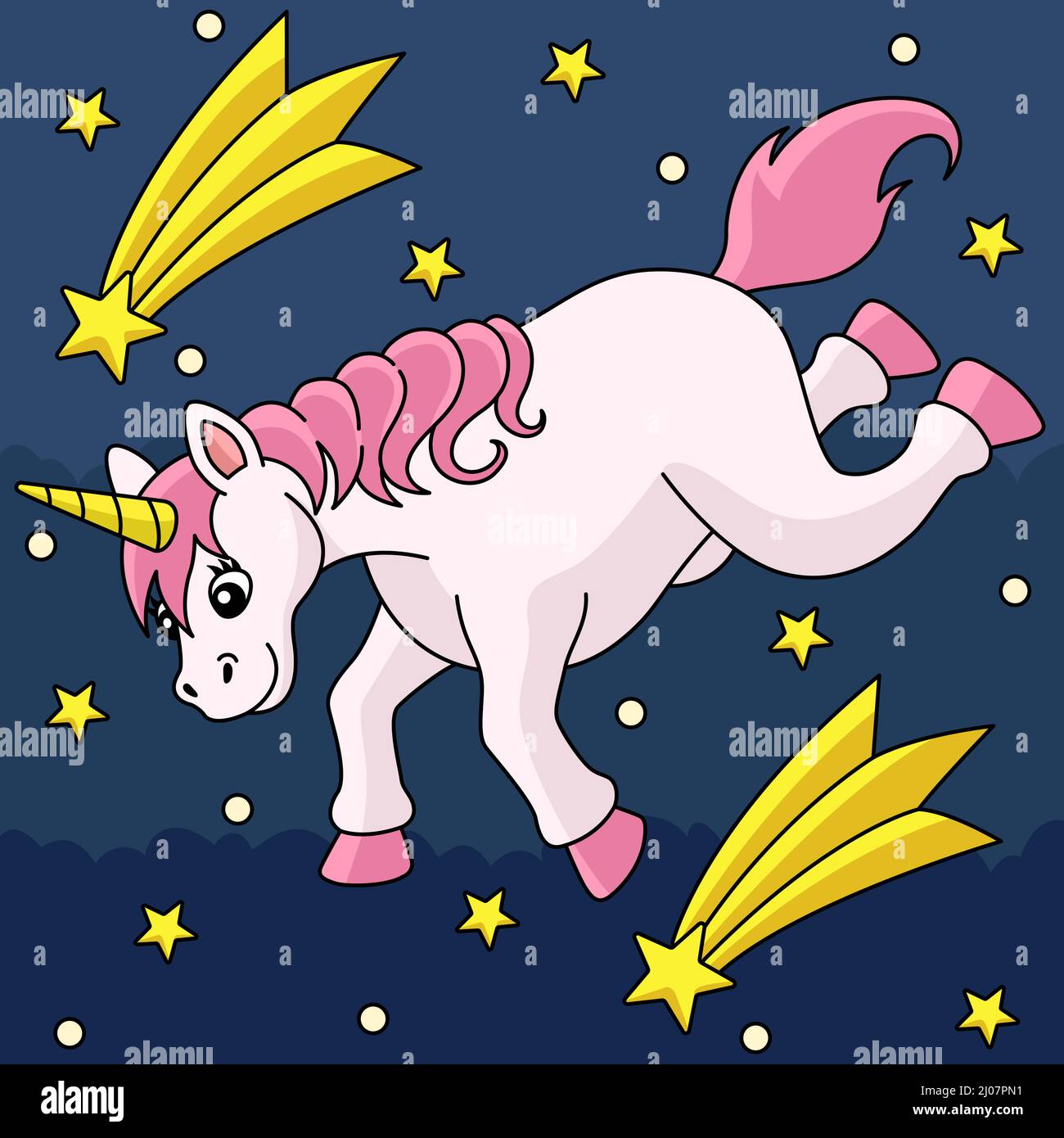 Falling Unicorn Colored Cartoon Illustration Stock Vector Image & Art ...
