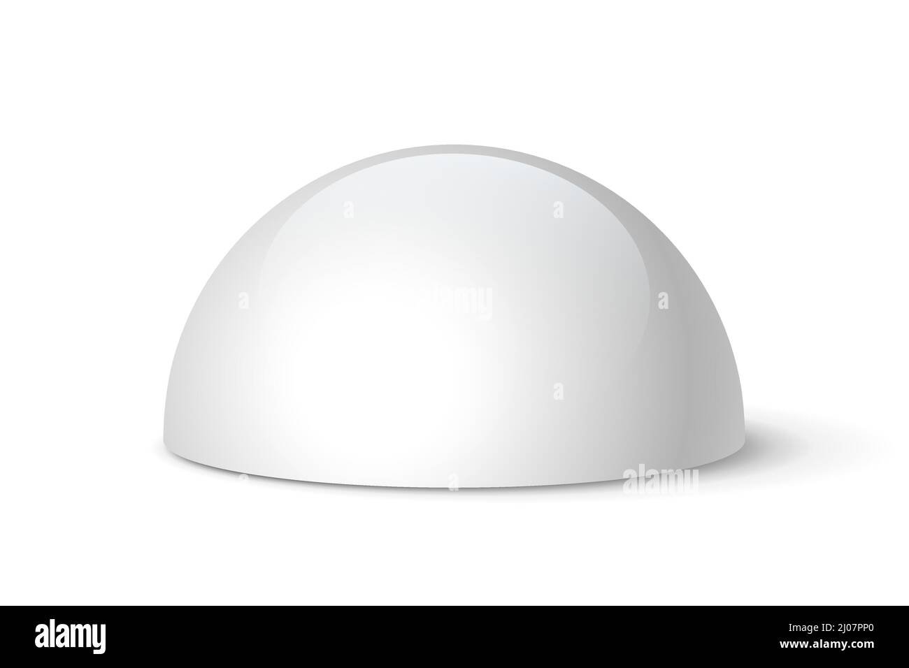 White dome, vector plastic or stone semi-sphere isolated on white background. Stock Vector