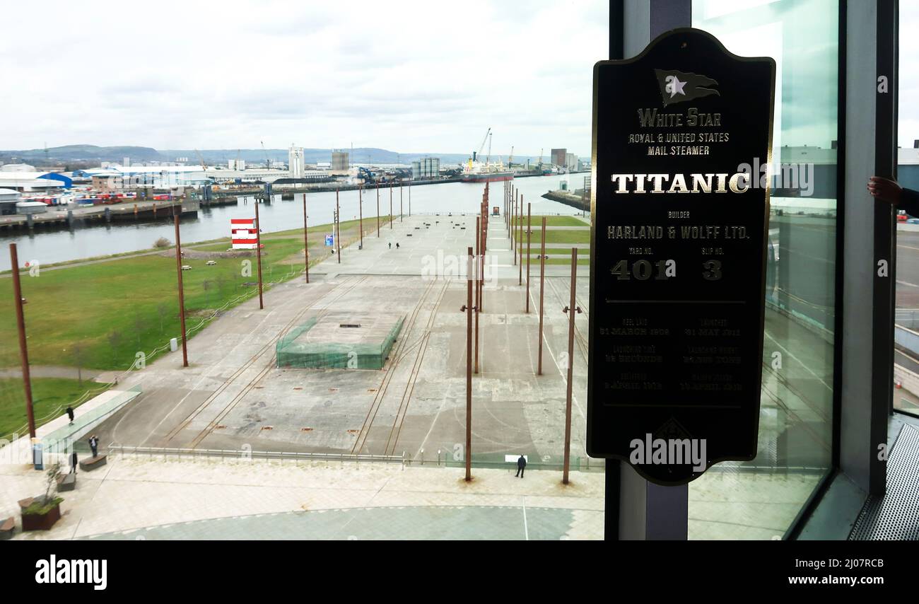 Titanic dry dock at Titanic experience Belfast Stock Photo