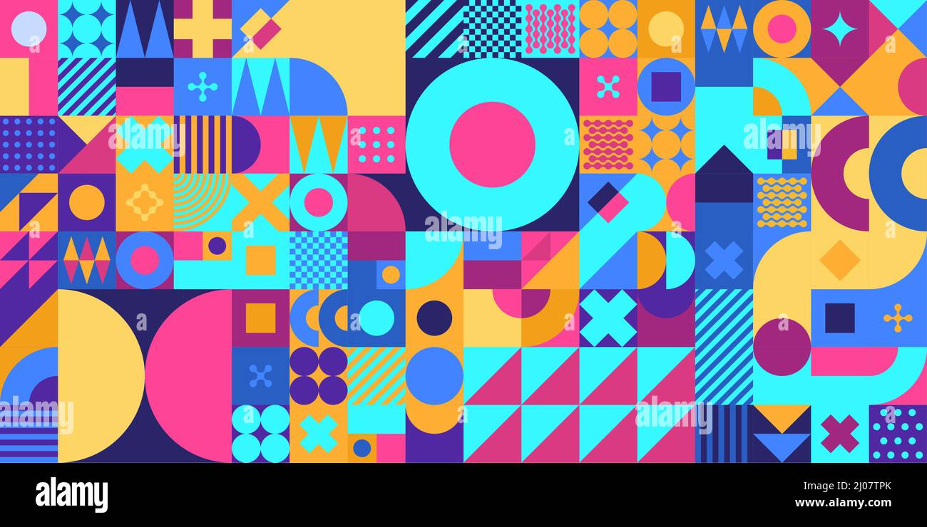 Seamless Abstract Vector Bauhaus Swiss Geometric Pattern Design ...